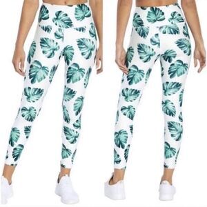 New Wildfox Sweat Tropical Banana Leaves White Green High Waisted Leggings